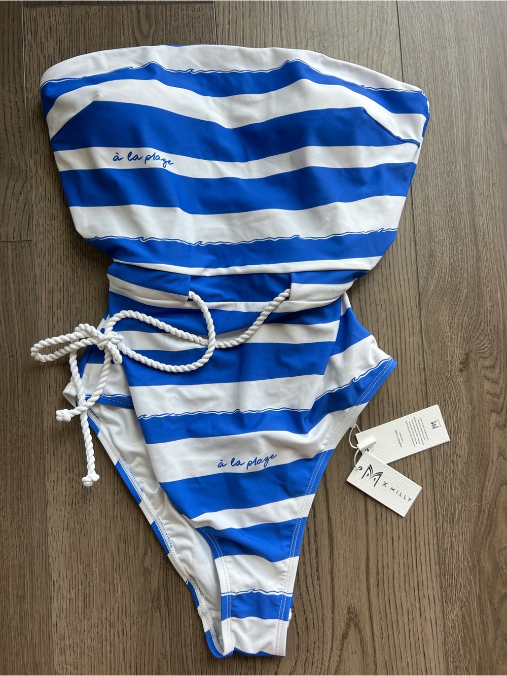 Milly Swim Strapless Textured Green One-Piece Swimsuit NWT size Large